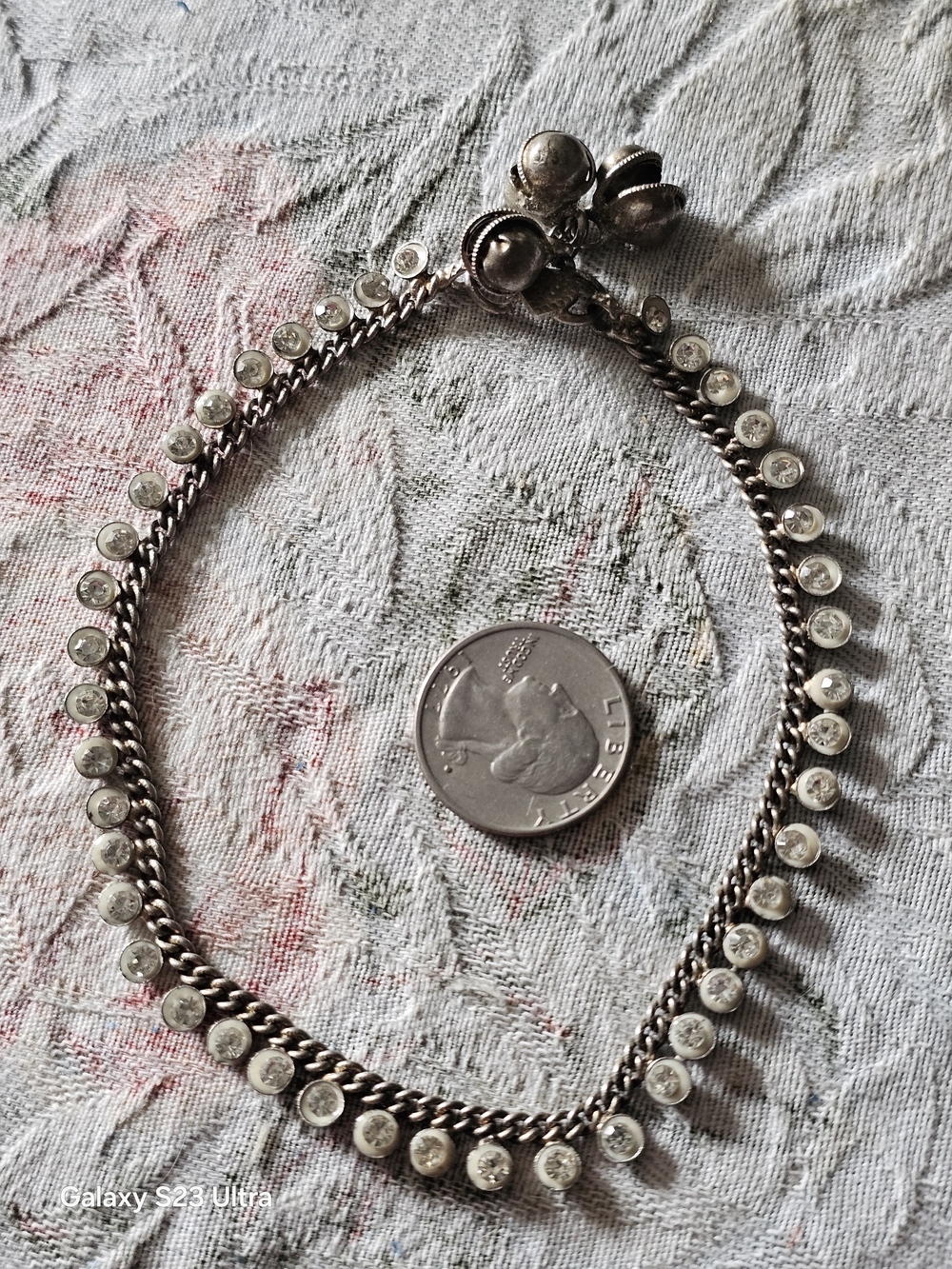 Anklet With White Rhinestonez,